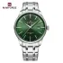 NAVIFORCE 9230 Fashion Lover's Wristwatch Waterproof Quartz Calendar Watches Stainless Steel Band Clock - Silver Green